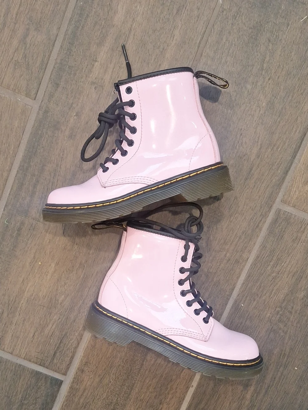 Dr. Martens Kids Patent Leather Lace Up Zip Up Combat Boots Pink Size US 12